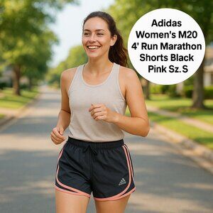 Adidas  Women's M20 4" Run Marathon Shorts Black Pink Sz. S-4"